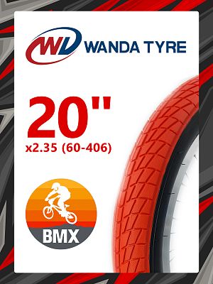 Велопокрышка Wanda 20"x2.35 (60-406) P-1023 BMX  красный/черный P-1023WDRedBlack